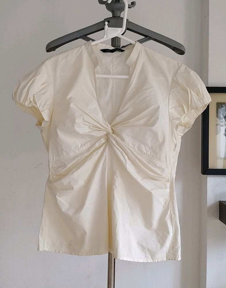 Zara  blouse with ruched neck