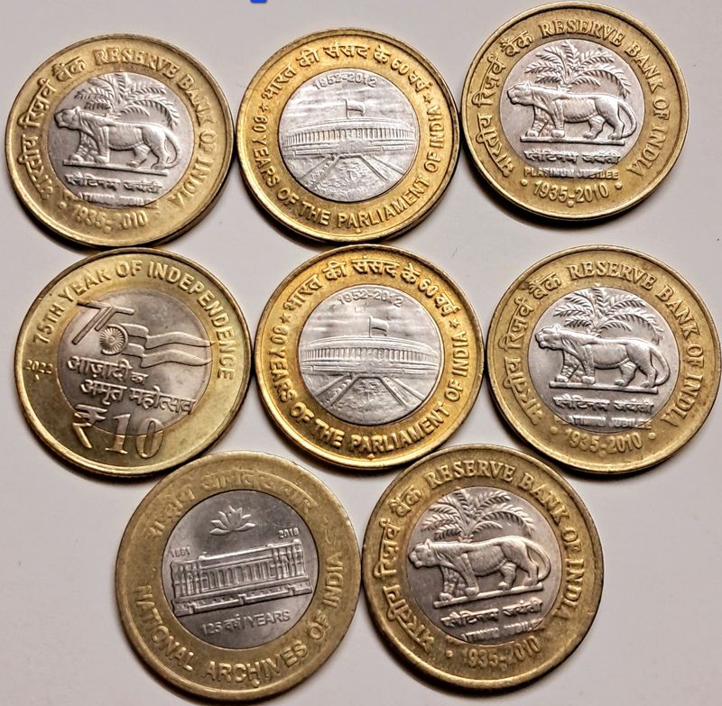 8 Rs.10 Commemorative Coins