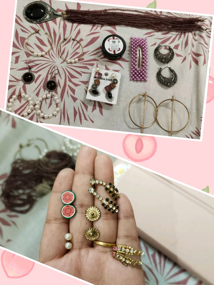 Studs , Earrings, Hairclip, lip And Cheek Tint