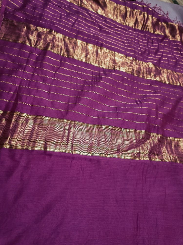 Golden zari border saree