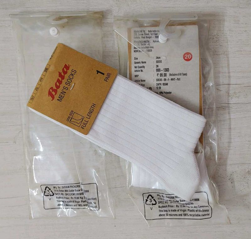 The Bata New Socks Combo-2 Formal Wear(White).