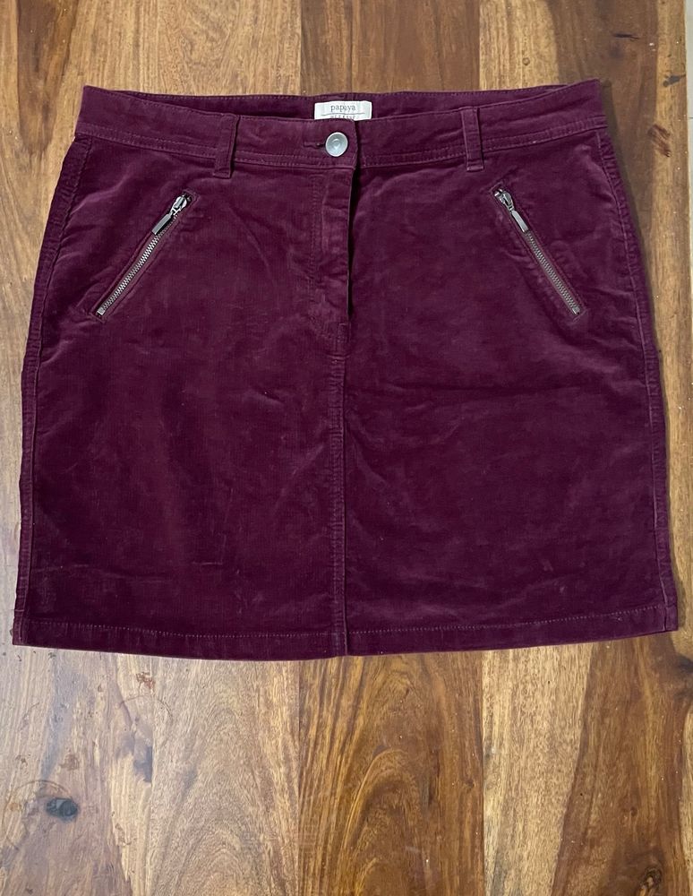 Papaya Maroon corduroy Skirt