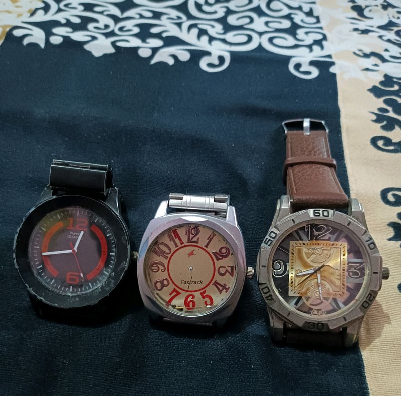 Pack Of 3 Wrist Watches (2 Quartz & 1 Fasttrack)