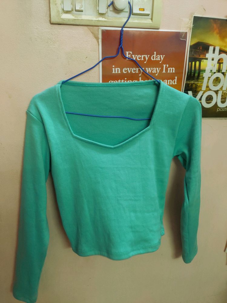 Mint Green Box Neck Top (New)