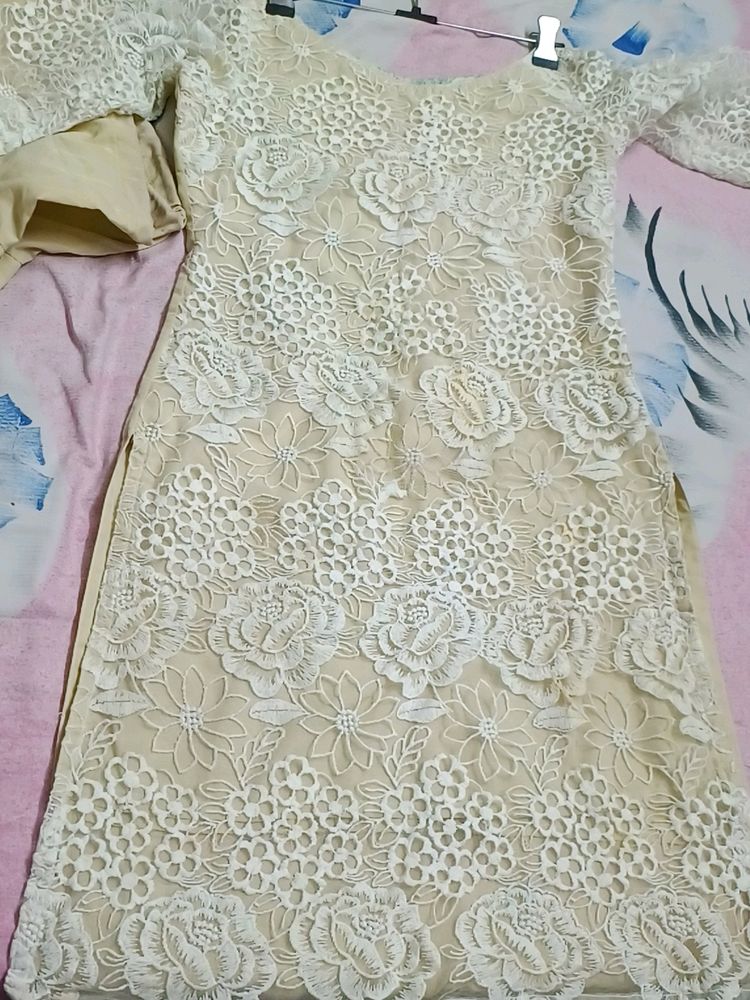 Cream Kurta Salwar Suit