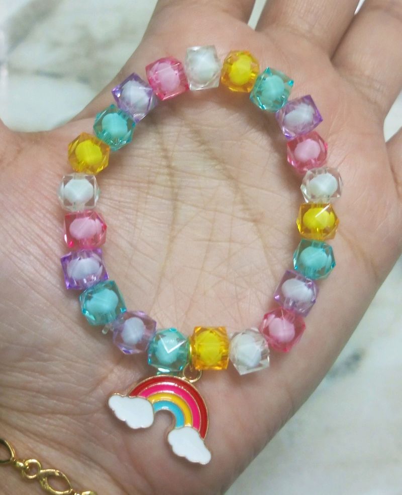 Rainbow Charm Multi Color Beads Bracelet