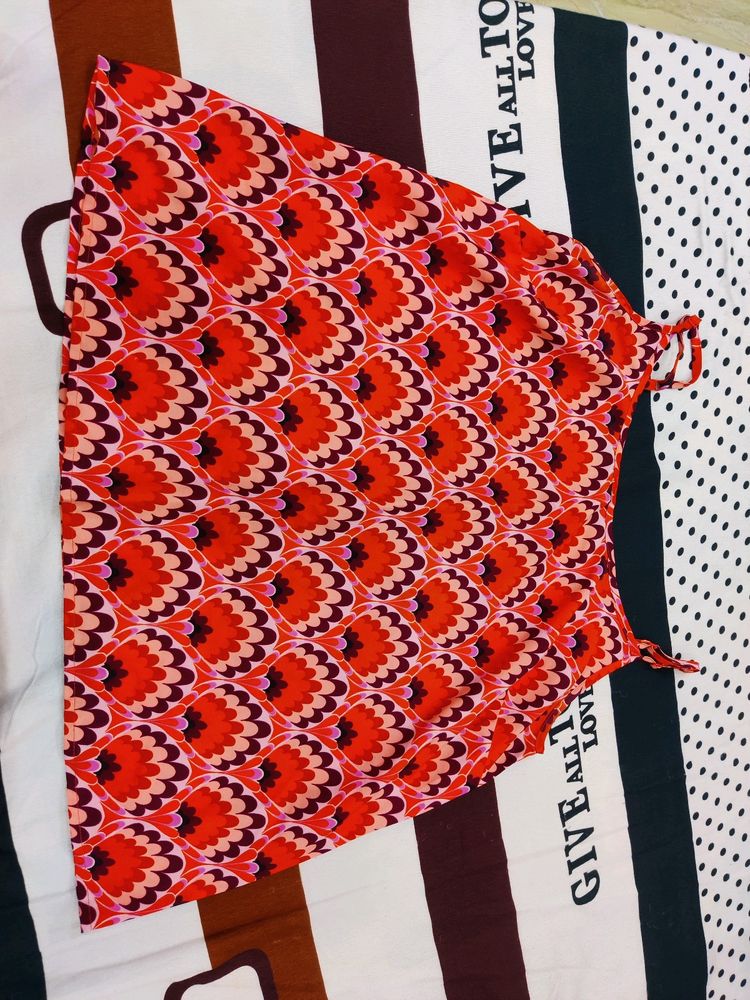 Orange Printed Fashion A-line Top