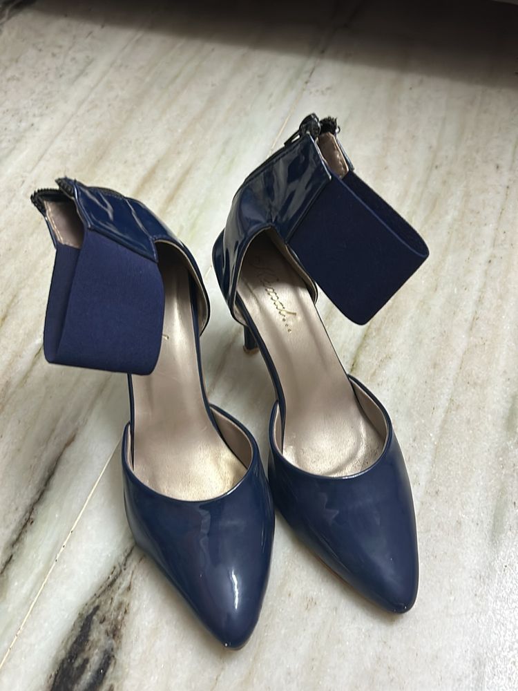 Navy Blue Ankle Strap Heels