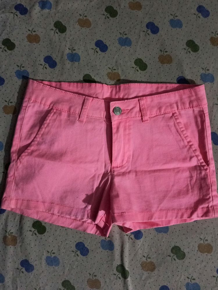 Vibrant Pink Denim Shorts