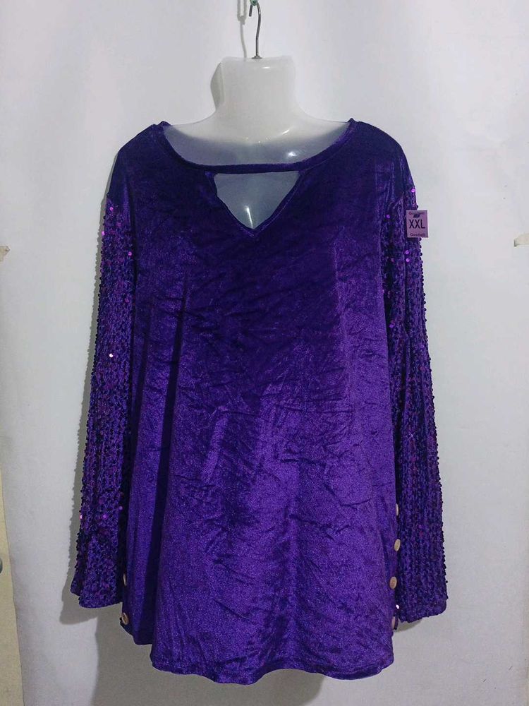 PLUS SIZE PURPLE VELVET TOP