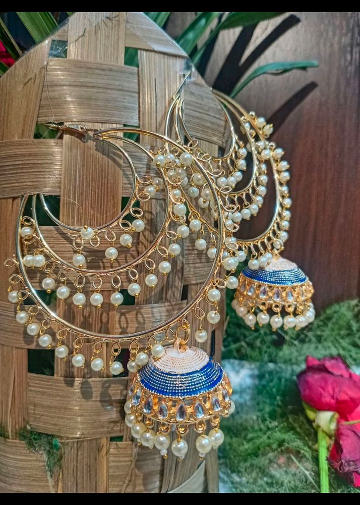 Long Chand Bali Jhumka Earrings