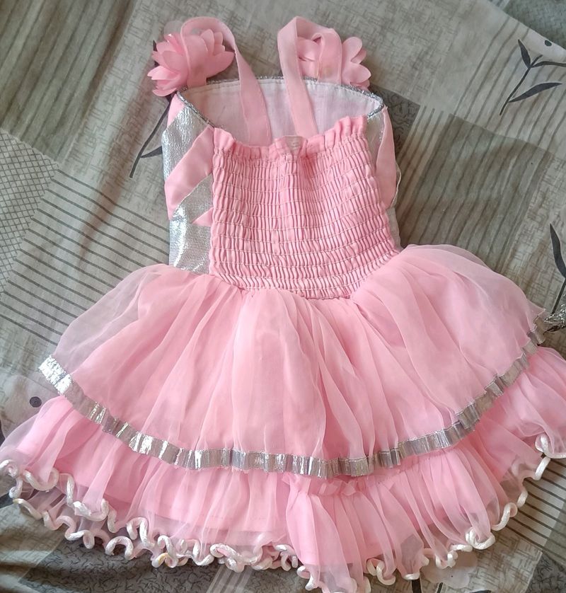 Beby pink frock for 12 months girl