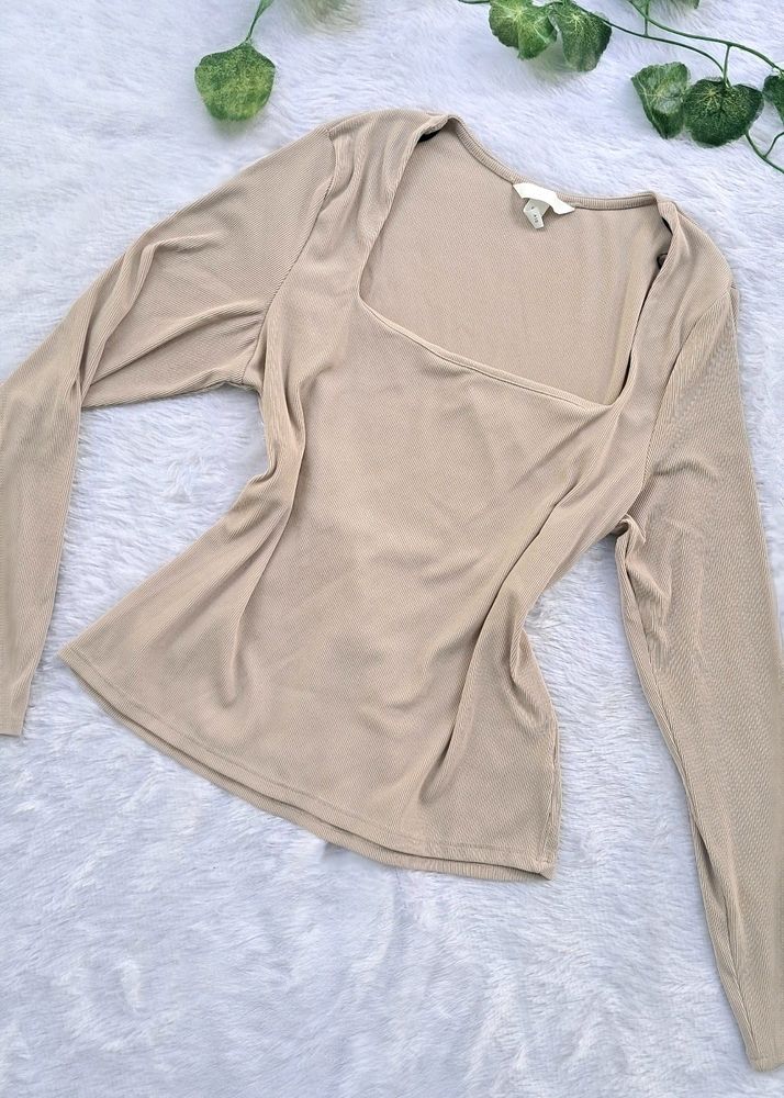 H&M Beige Square Neck Top