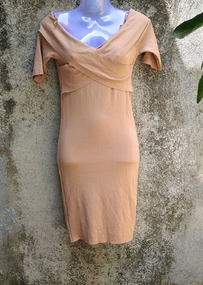 Zara Sexy Nude Bodycon Dress 💅🏻