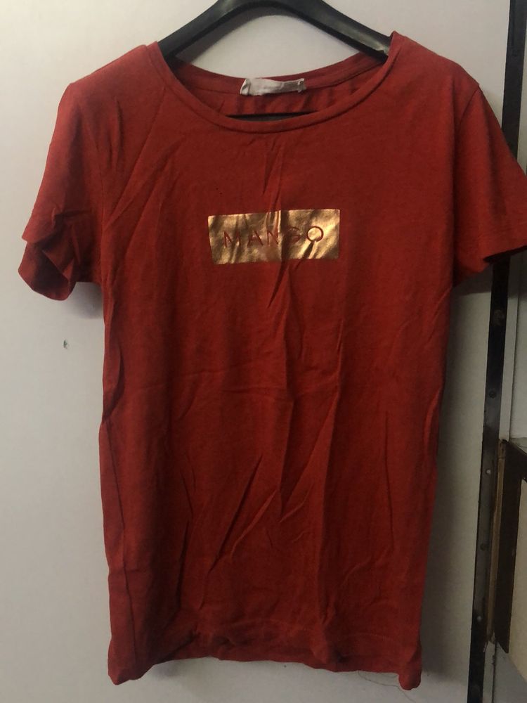 Mango Slim Fit Maroon Tshirt