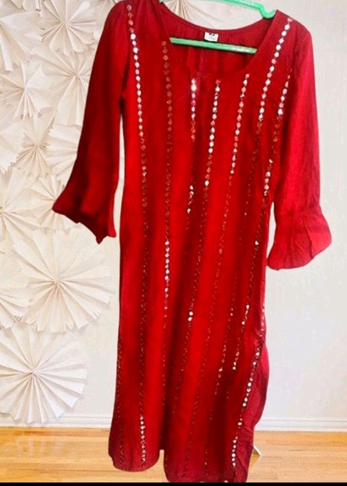 Red Mirror Kurta