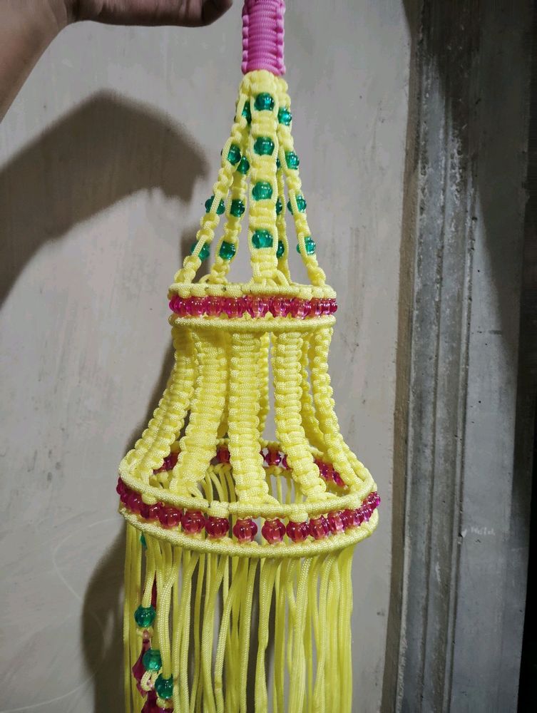 Macrame Jhumar Yellow Colour All