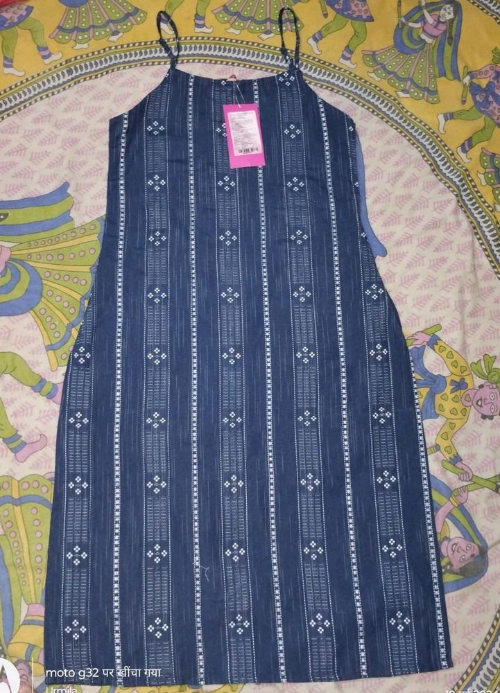 Blue Noddle Strip Kurti