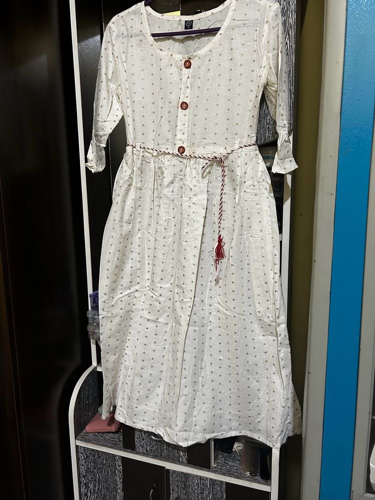 White Anarkali Kurta Size XL