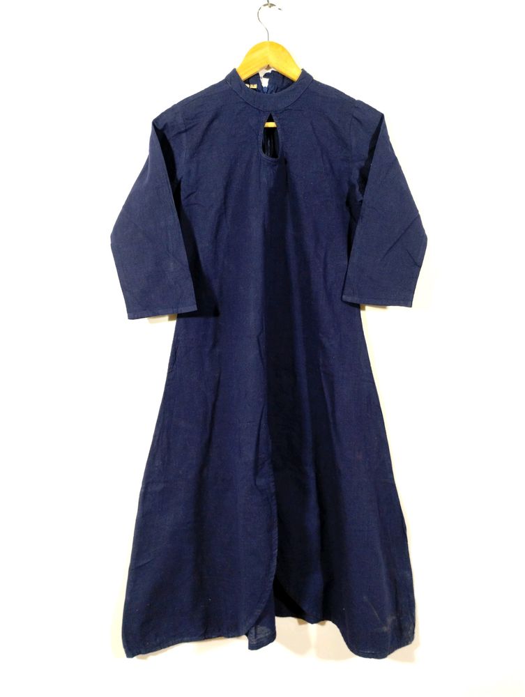 Anouk Navy Blue Cotton Anarkali Kurta (Women)