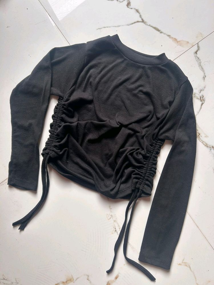 Black Drawstring Top