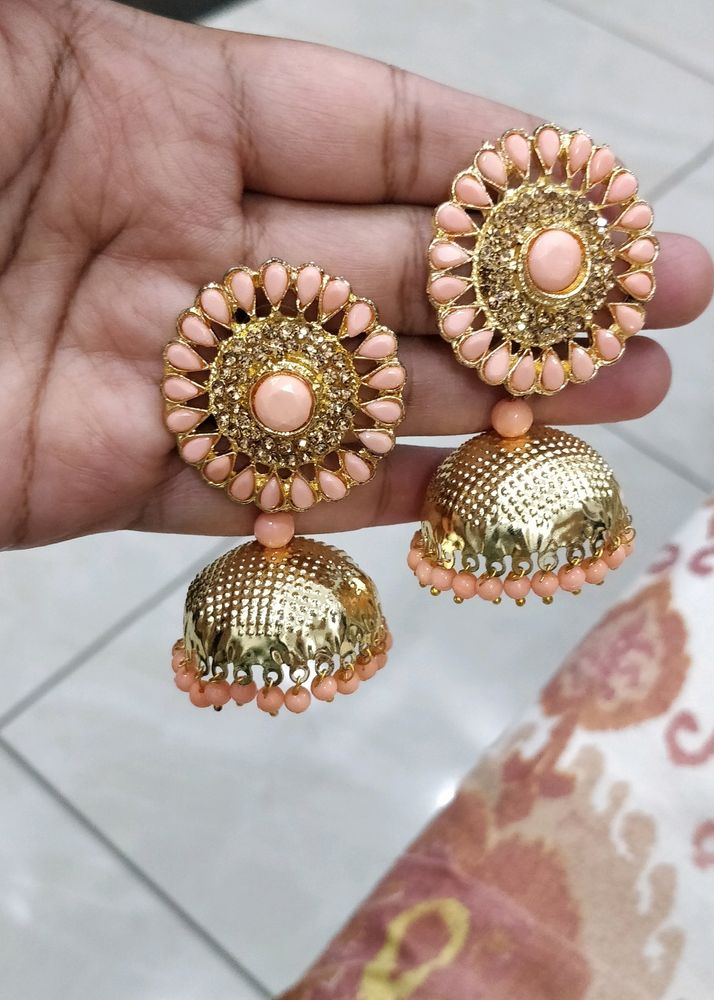 Beautiful Peach Jhumka