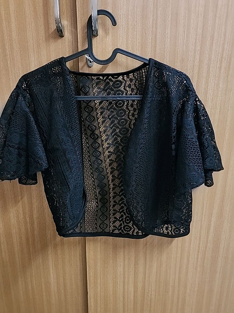 Black Netted Short Shrug