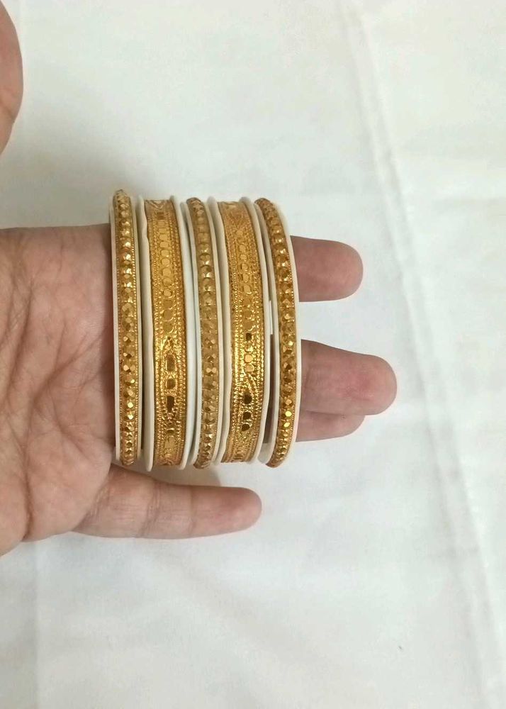 Pola Bangles Set Of 5. Brass With Gold Plated.