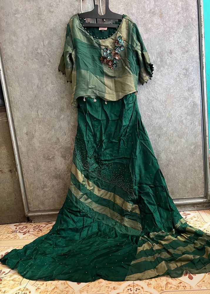 Green Full Work Gown