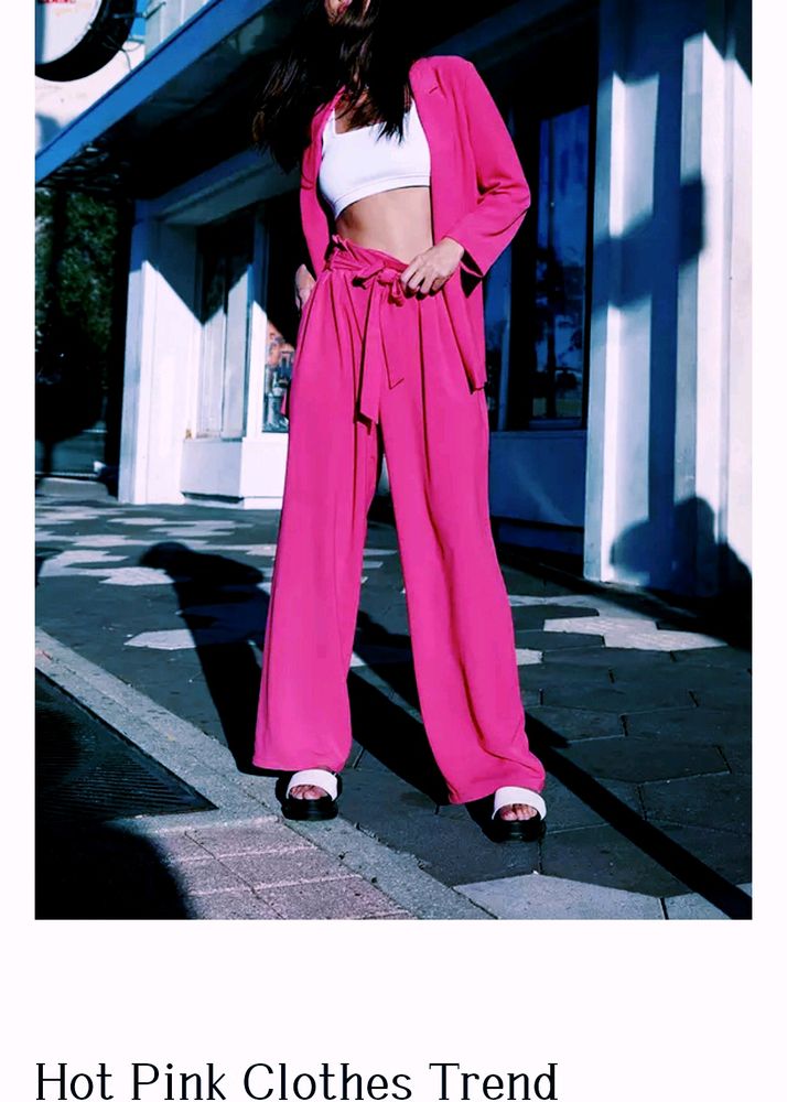 Hot Pink Casual Trouser Pant