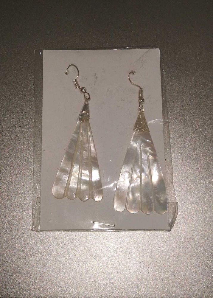 Beautiful White Earrings Of Original Shell