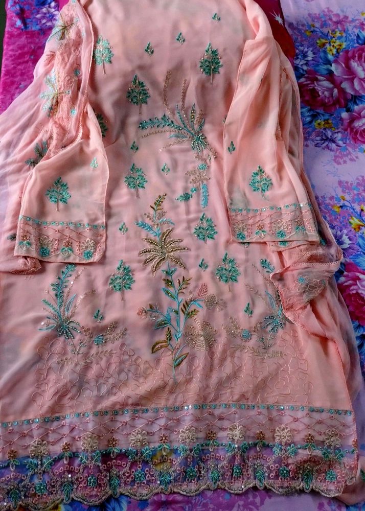 New Peach Colour Kurta Set