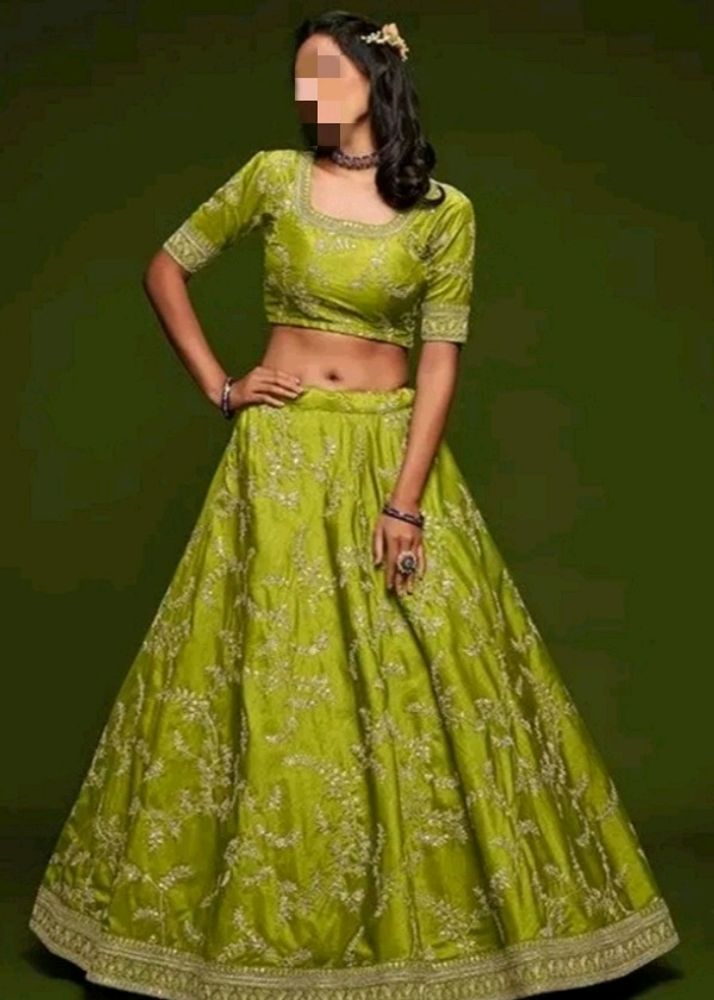 Art Silk Pista Color Lehanga Choli