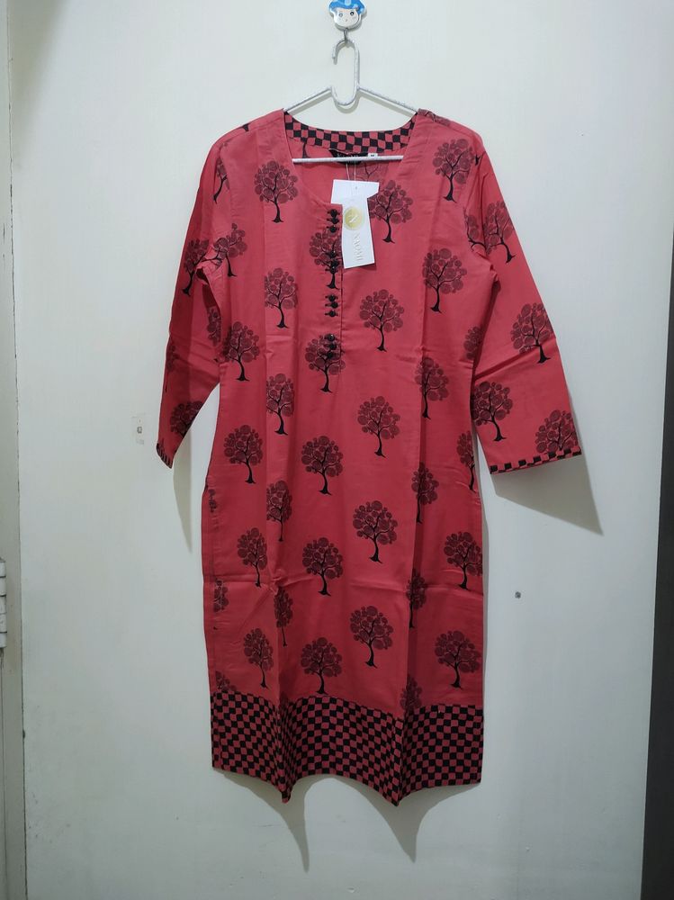 Naomi Tree Print Red Black Kurta