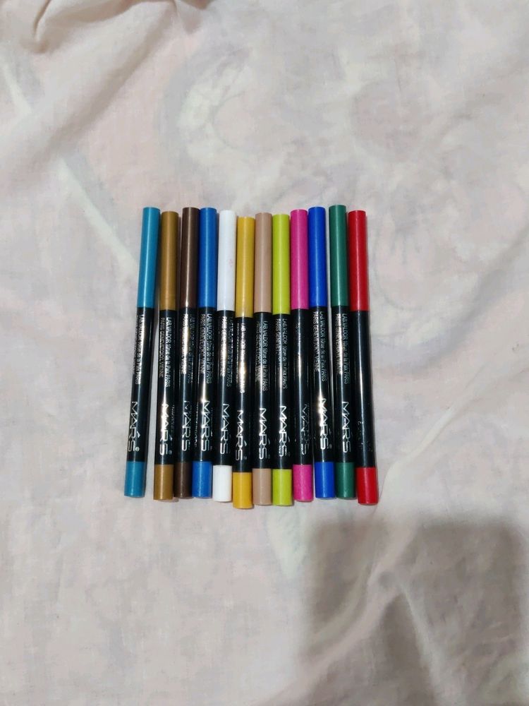 Set Of 12 Waterproof Lip & Eye Liners