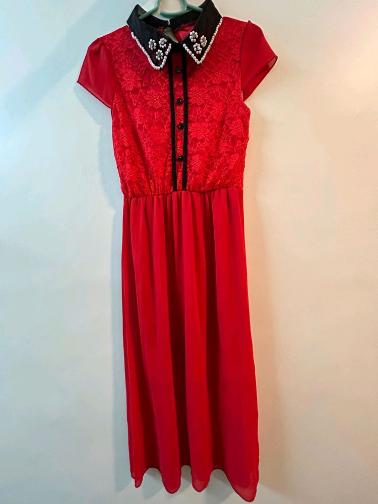 Women Red Cute Maxi Dress