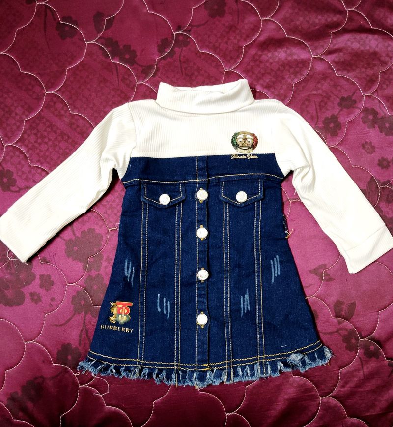 👗Soft Denim Frock For Babies👗