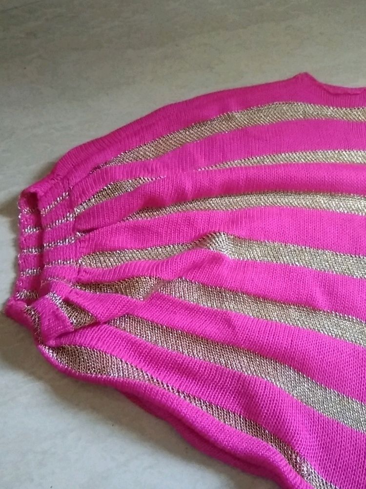 Top Pink  and Golden With Thread Work