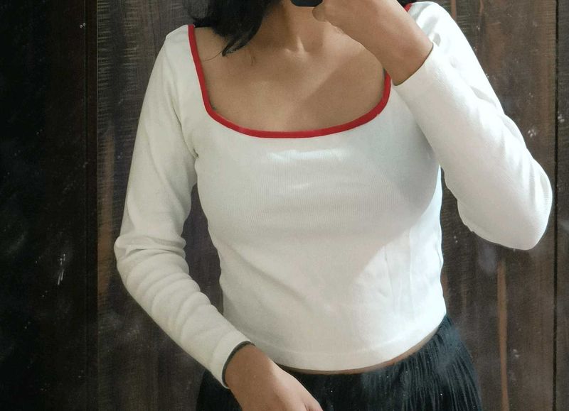 White Ribbed Top