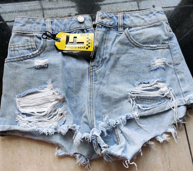 Rugged Denim Shorts .. High Waist