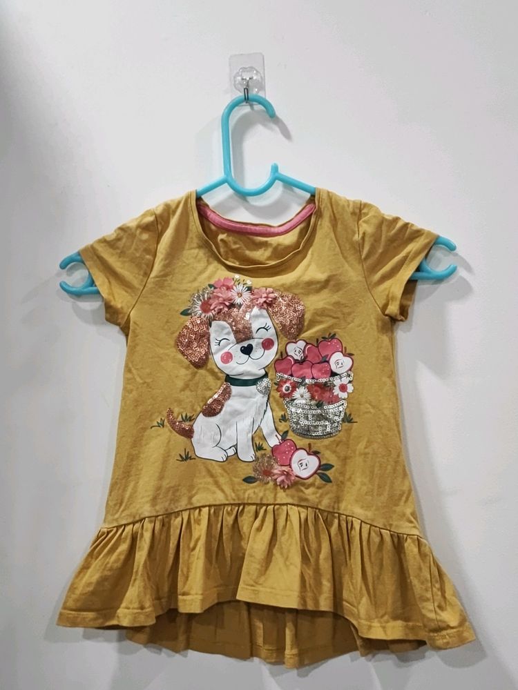 Mustard Colour Sequin Girls Top