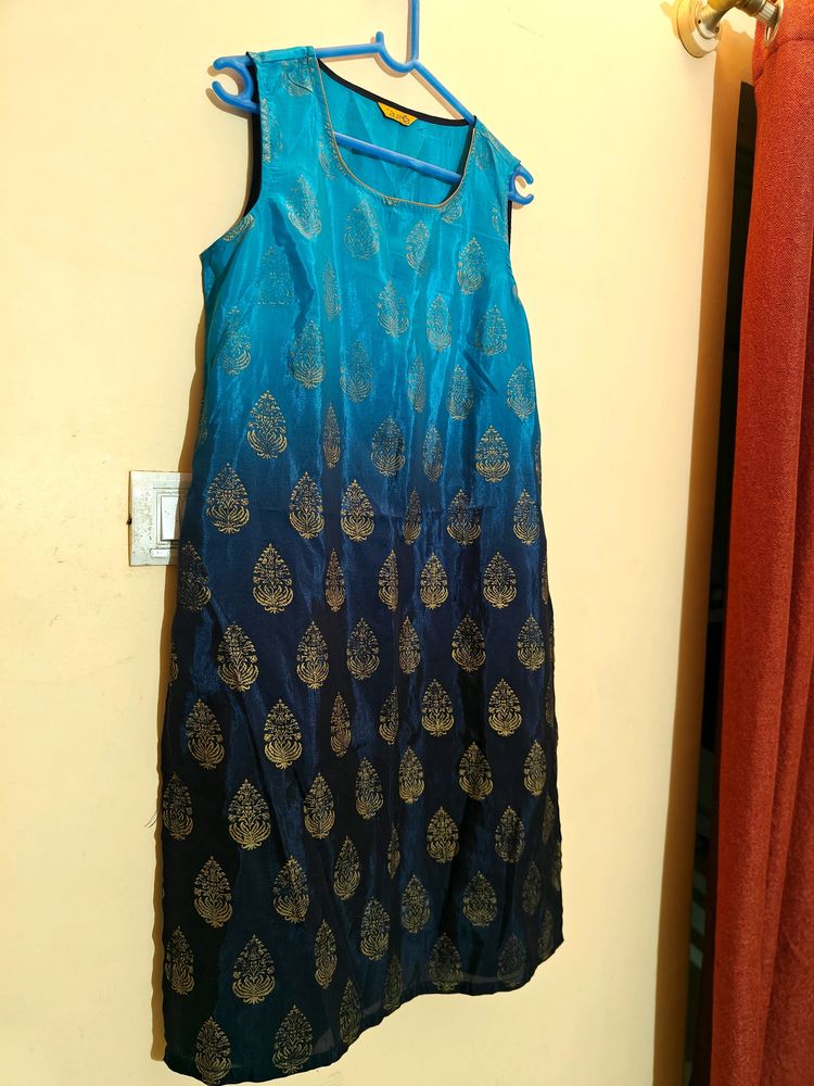 Sleeveless Festive Blue Kurta