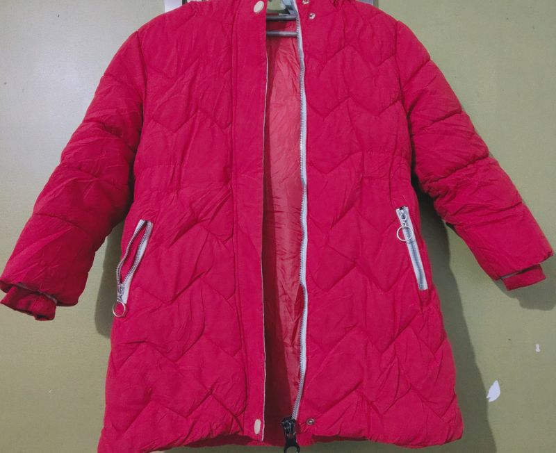 Red Long Jacket For Girls