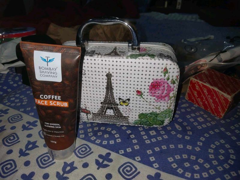 Women Make Up Bag And Face Scrub Free