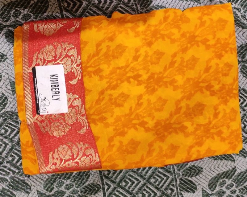 Yellow Border Saree