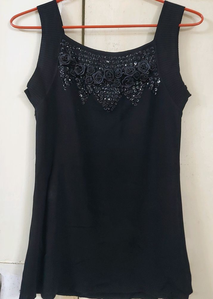 Designer Black Sleeveless Top