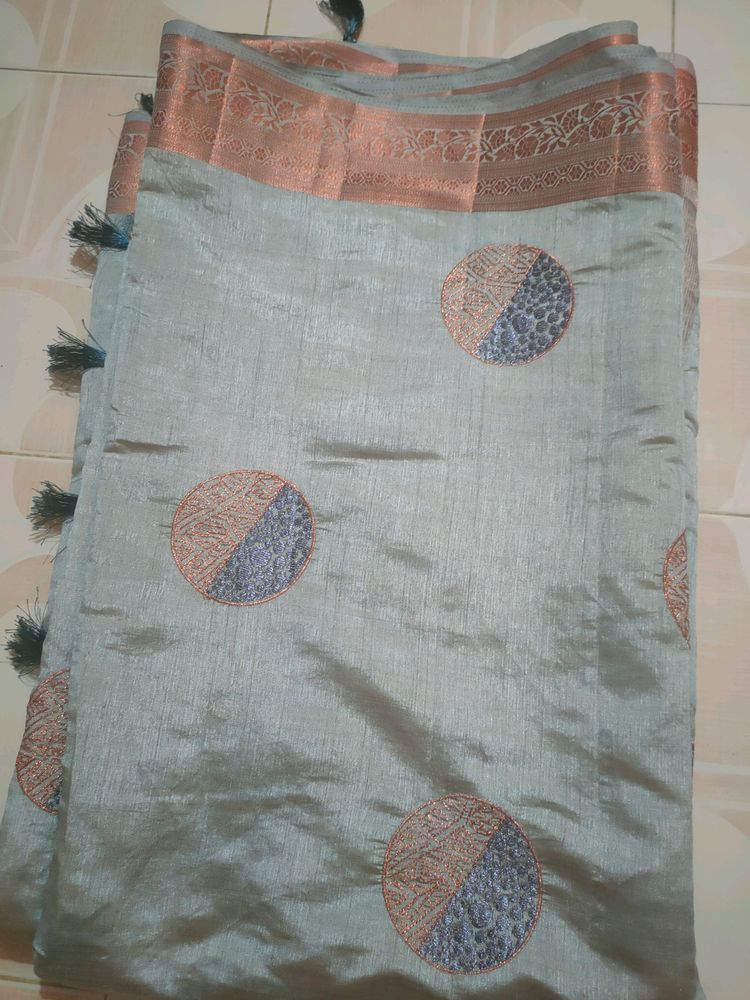 Greyish Beige Fancy Saree