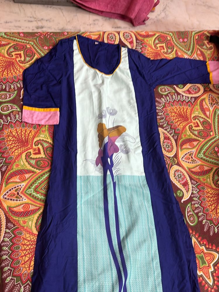 Straight FIT BLUE KURTI