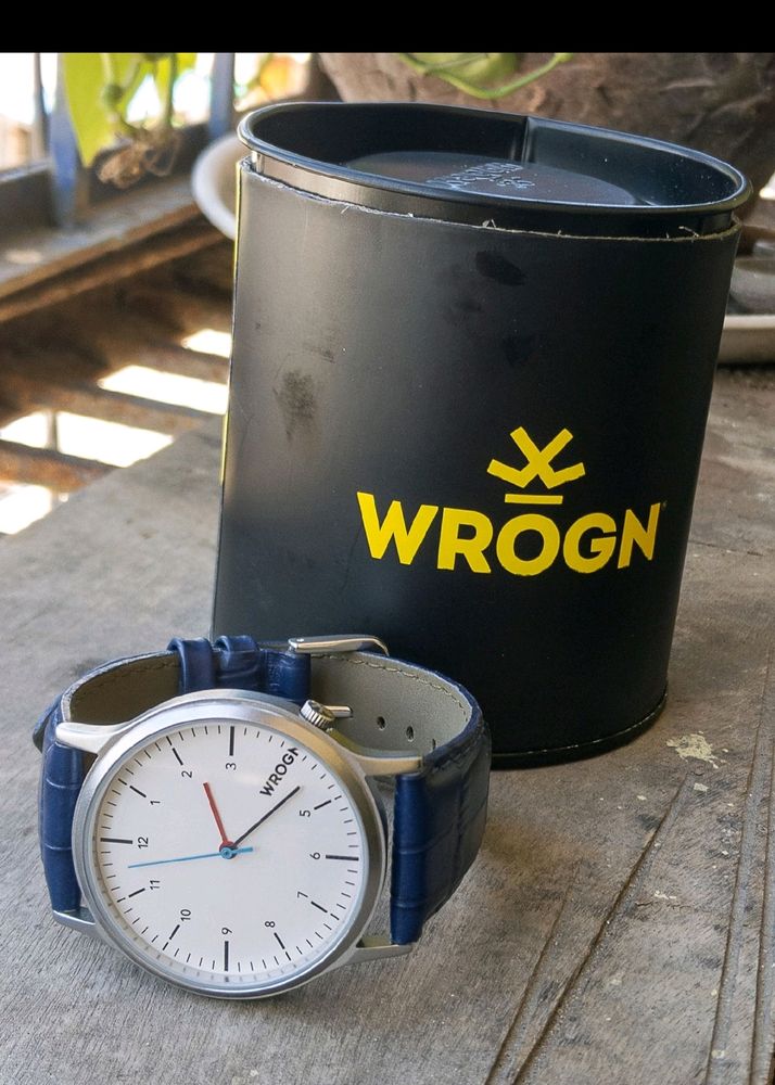 WROGN Men White Dial & Blue Leather Watch