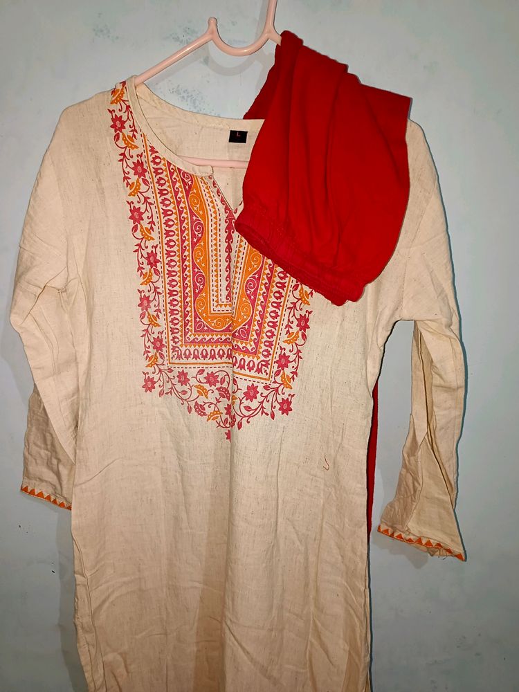 Khadi Cotton Kurta With Leggins